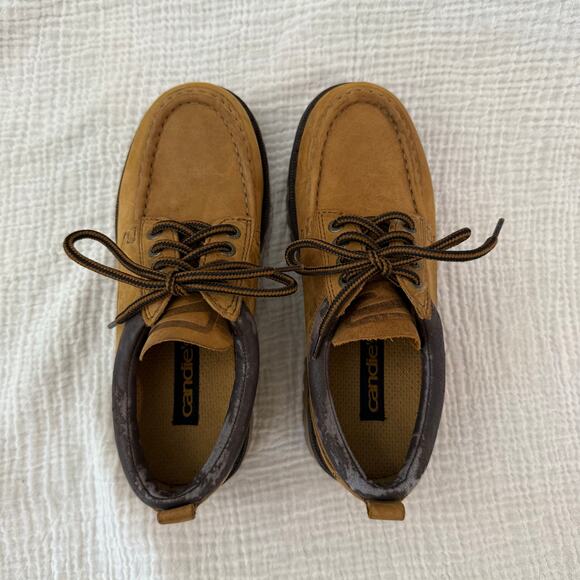 Candies Chunky Moc Oxford Size 7.5 Lug Sole Lace Up 90s Y2k Wheat Yellow Leather - Picture 2 of 13